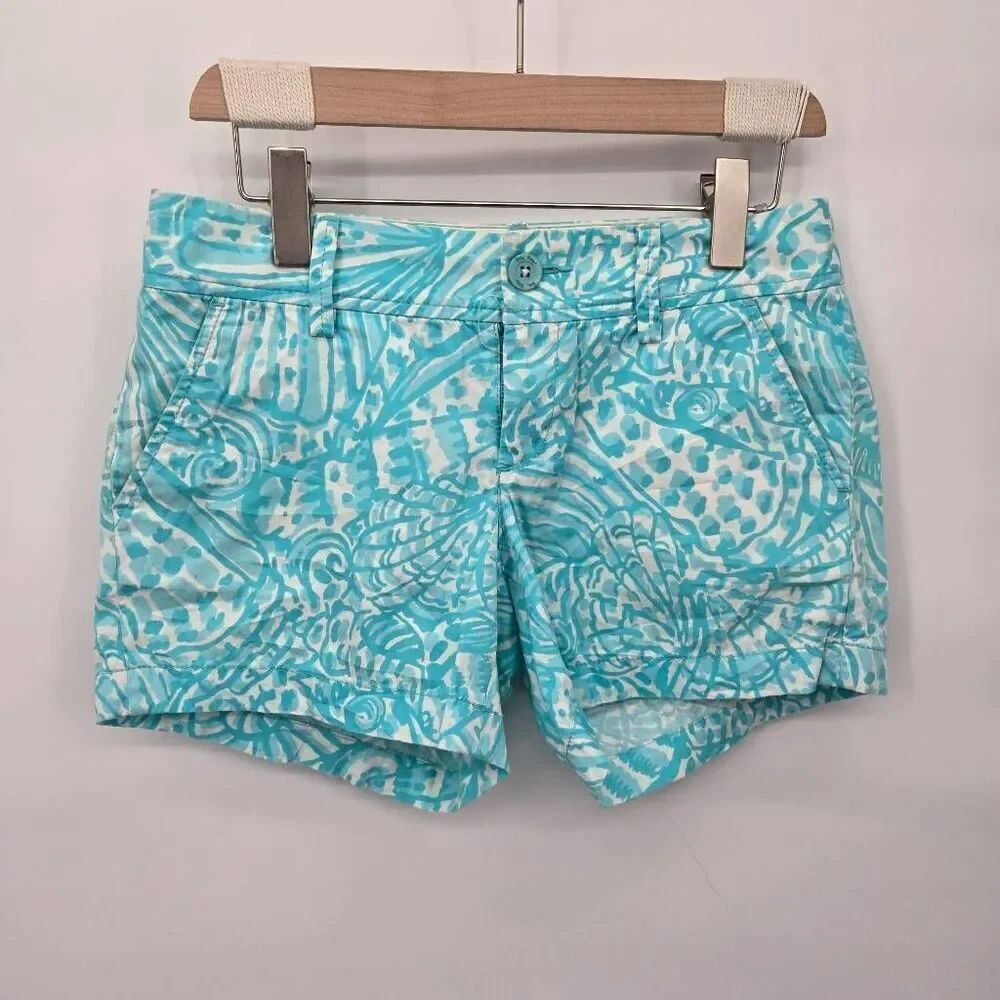 Lilly Pulitzer Shorely Blue Sea Cups Callahan Shorts Size 2